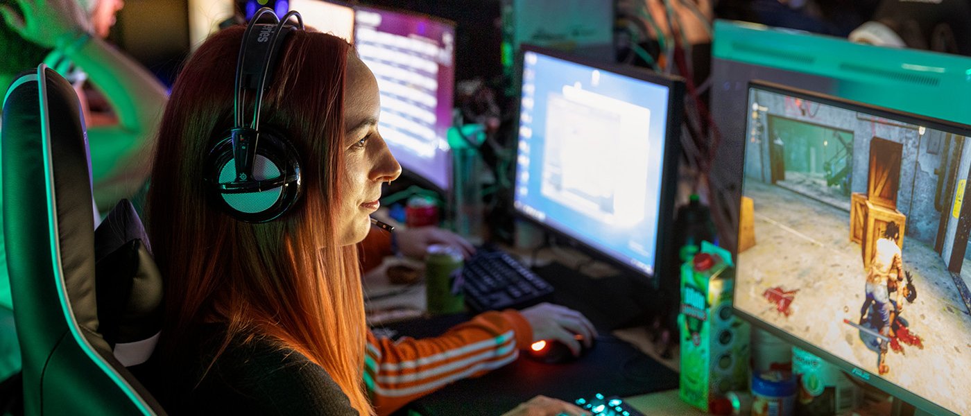 Girl playing computer games