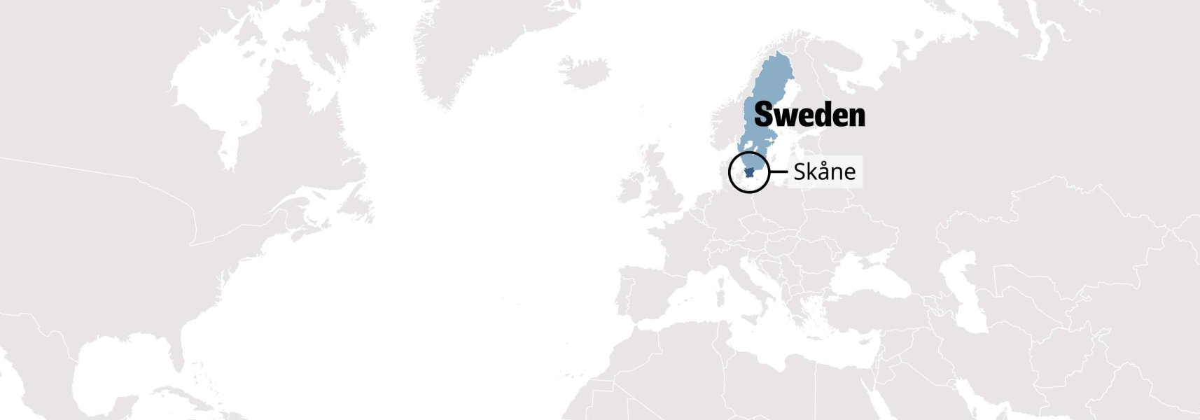 World map highlight Sweden and Skåne