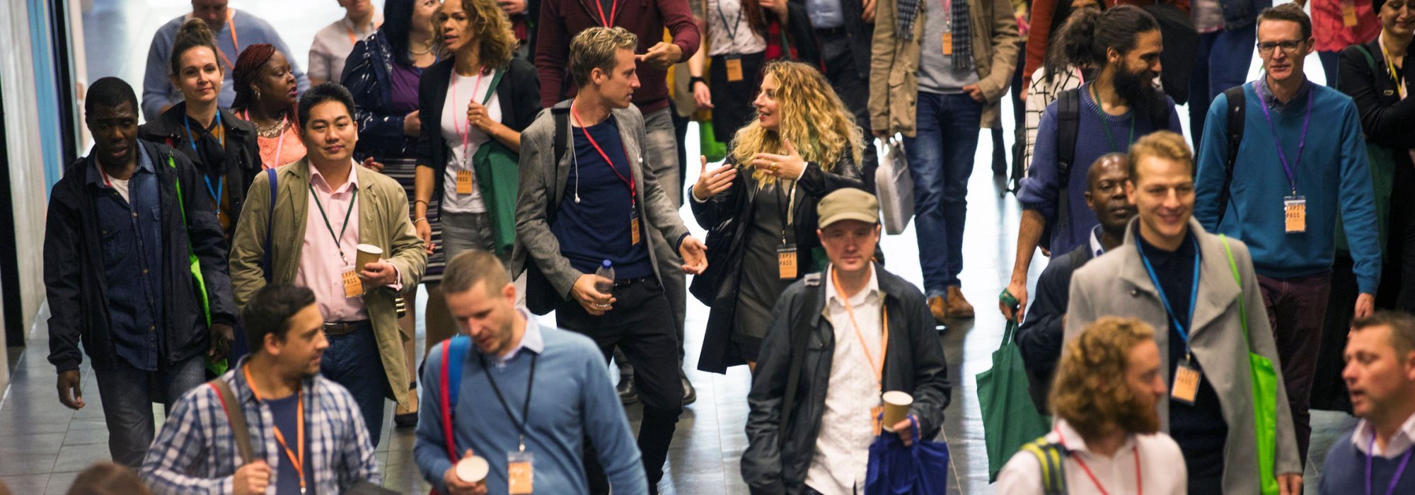 Many people entering a fair