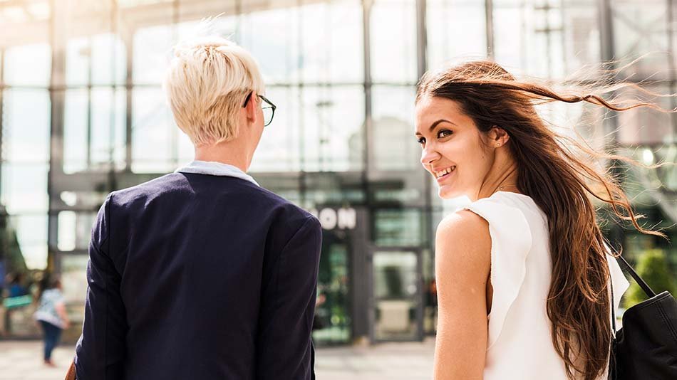 Two women talking to eachother