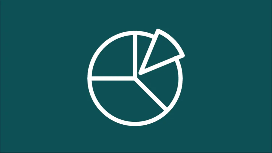White icon of a pichart on green background.