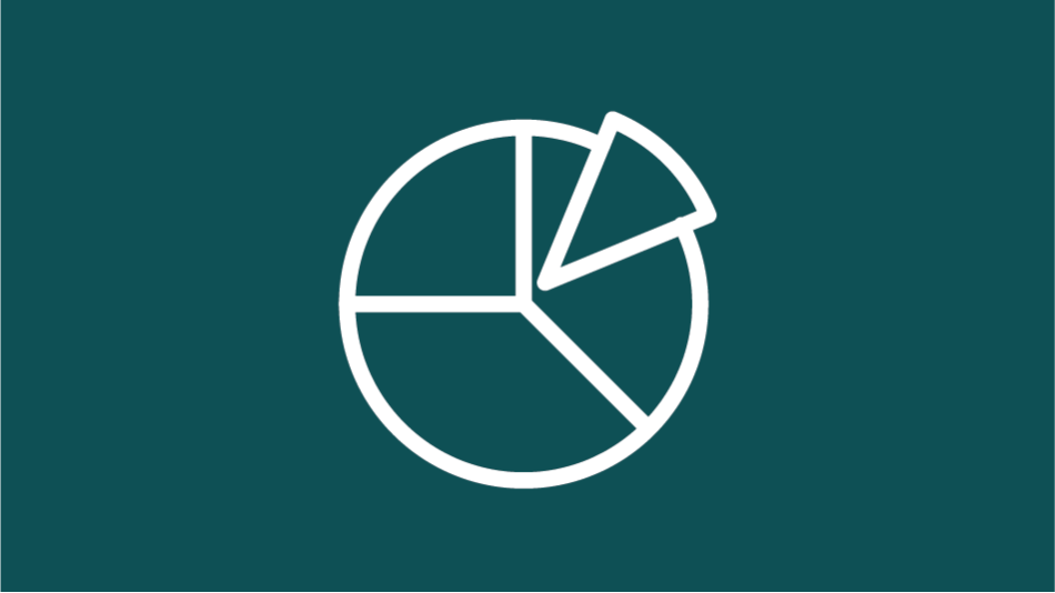 White icon of a pichart on green background.