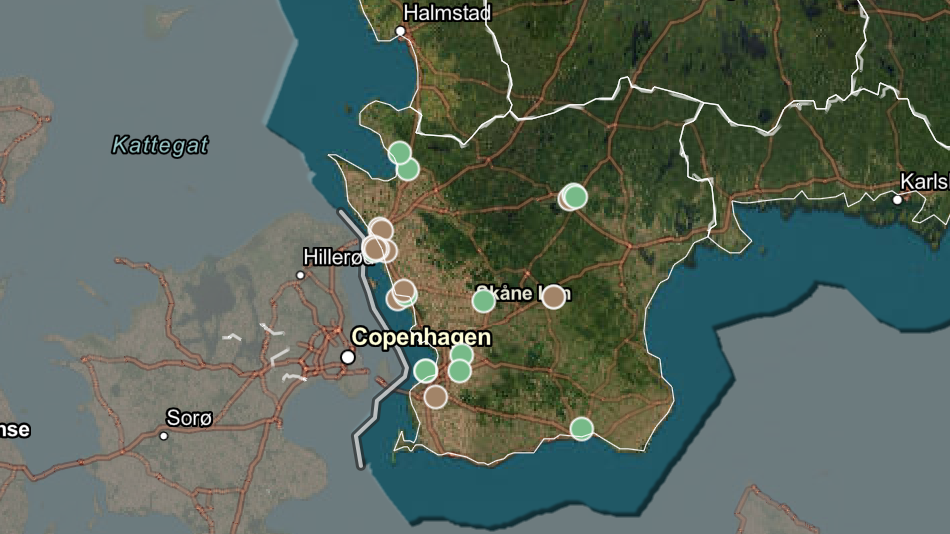 Maps showing locations in Skåne