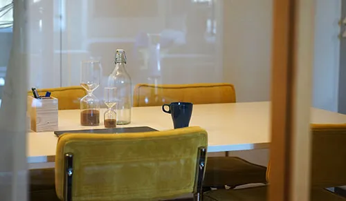 Yellow chairs in a office